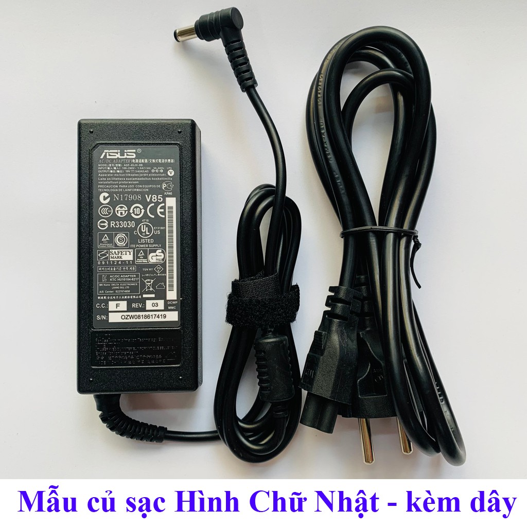 Sạc Laptop ASUS 19V - 3.42A (65w) cho Asus K45A, K55A, X45C, X401, K46, F451, X450, X550, P550, X551, X552 - Nhập Khẩu