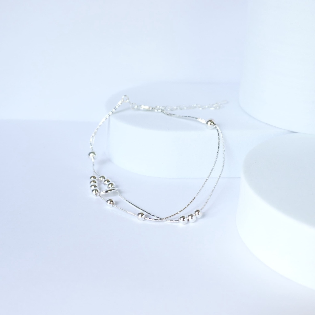 Vòng lắc chân nữ mix hạt tròn cùng trái tim ANT ATJ9033