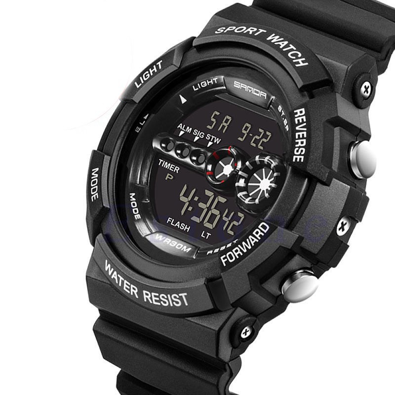 Đồng hồ thể thao màn hình đèn LED chống thấm nước phong cách quân đội cá tính cho nam