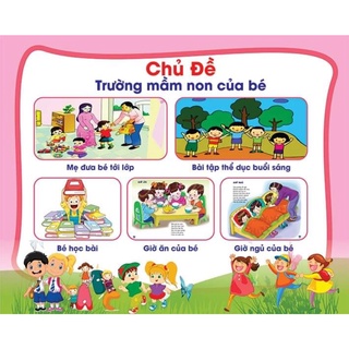 Tranh chủ đề mầm non decal dán chủ đề trường mầm non của bé