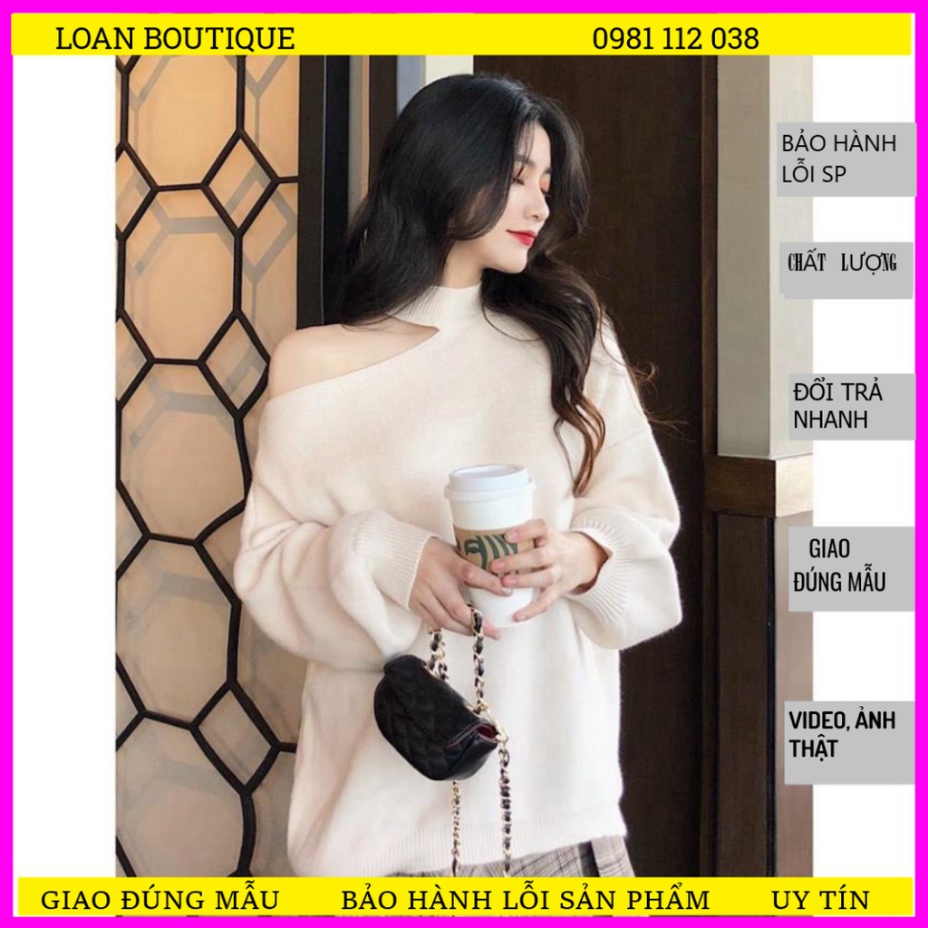 ÁO LEN TRỄ VAI PHOM RỘNG_ÁO LEN KHOÉT VAI ULZANG PHONG CÁCH HÀN QUỐC 🍀BẢO HÀNH ĐỔI LỖI SANE PHẨM