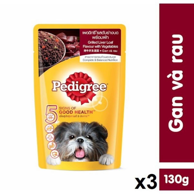 Bộ 3 gói thức ăn pate chó pedigree 130g