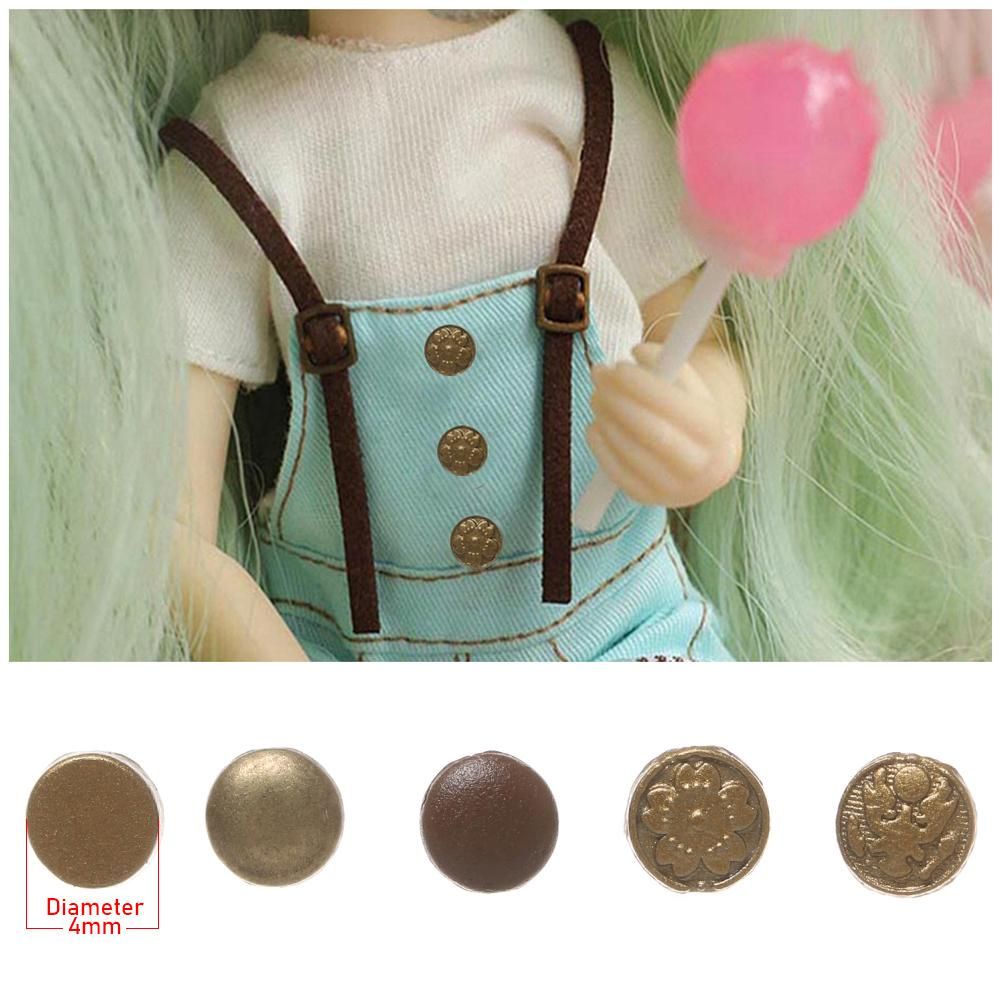 Set 20/40 nút kim loại mini 4mm in họa tiết dễ thương nhiều màu sắc dùng trang trí quần áo búp bê DIY