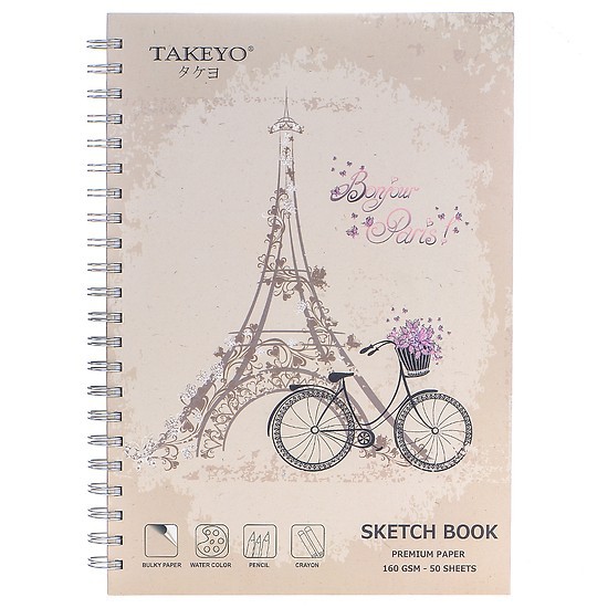 [RẺ NHẤT] SỔ VẼ GÁY XOẮN TAKEYO - SAKURA A6/ A5/ A4/ A3