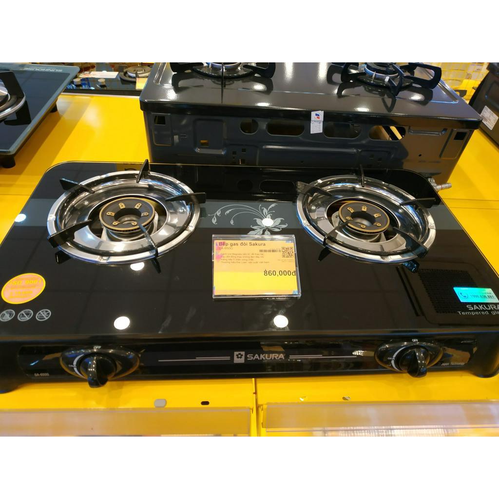Bếp gas đôi Sakura SA-650G MỚI + Tặng gas - Mặt bếp bằng kính cường lực, chịu nhiệt tốt, ít bám bẩn