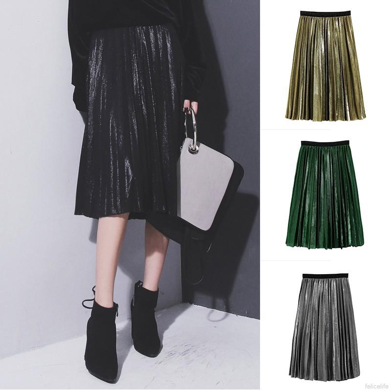 Chân váy xếp ly dáng dài thời trang cá tính cho nữ