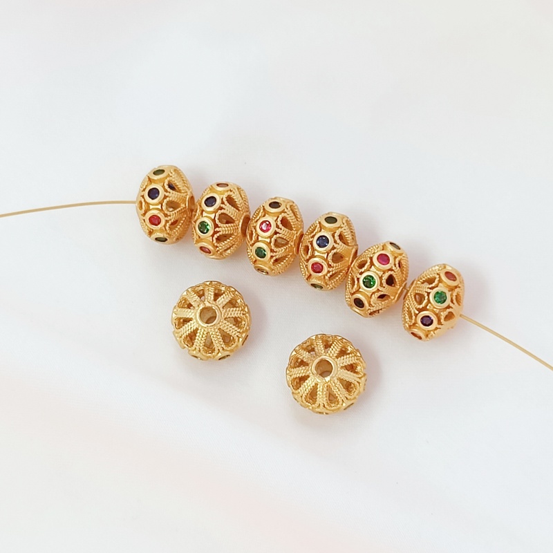 Hạt Xỏ Lỗ Hình Hoa Bằng Đá Zircon Nhiều Màu Sắc Dùng Làm Trang Sức DIY