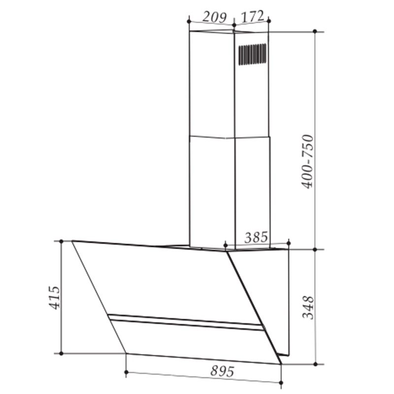 Máy hút mùi kính vát nghiêng Faster FS 3688SS-90 (Điều khiển cảm ứng, Động cơ khỏe, Hút êm, Bảo Hành Chính Hãng 2 năm)