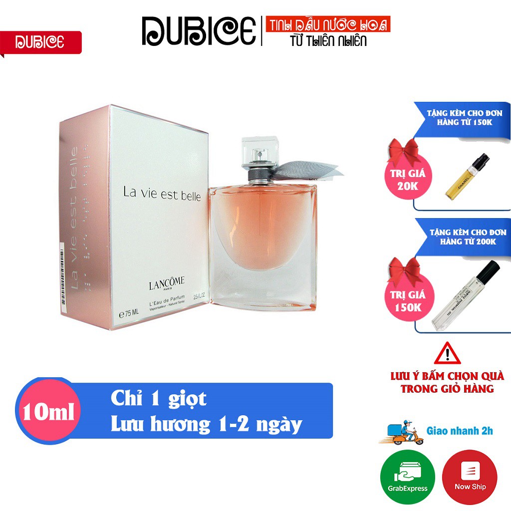 Tinh dầu nước hoa nữ Lancôme La Vie Est Belle thơm lâu từ 1 - 2 ngày dùng làm mỹ phẩm, xông phòng, khử mùi hàng cao cấp