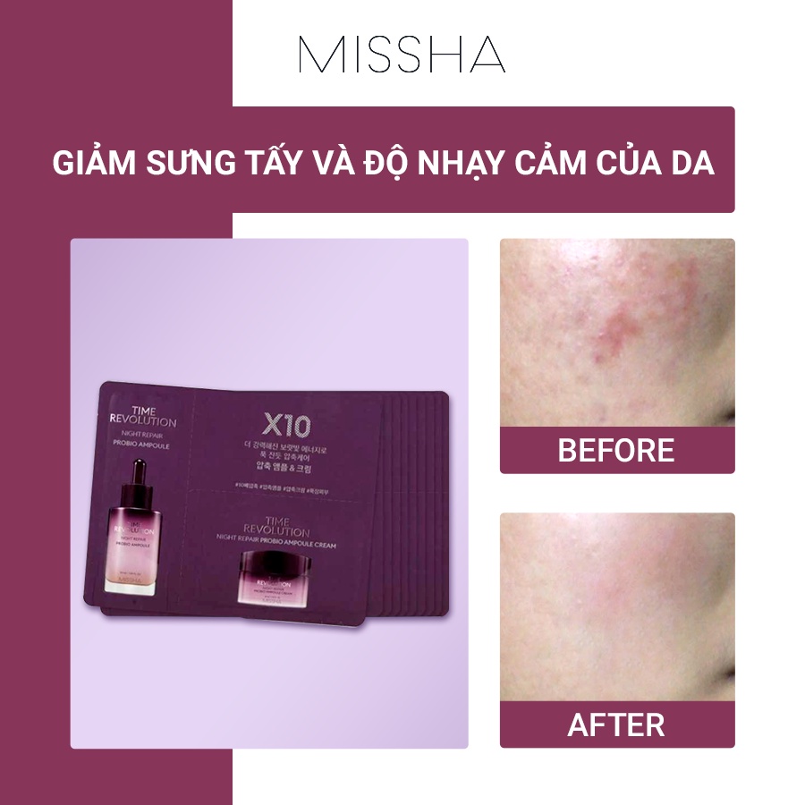 Sample Tinh Chất Và Kem Dưỡng Missha Time Revolution Night Repair Probio Ampoule Cream 2ml