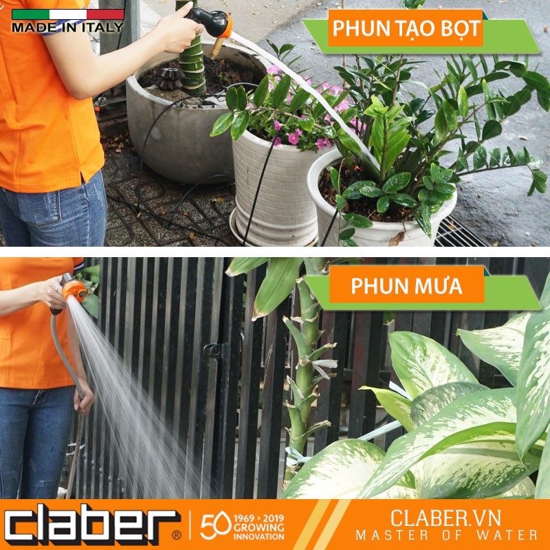 Bộ vòi tưới cây 10m  Claber Mini-set Balcony 9031, kèm vòi đa năng 4 chế độ