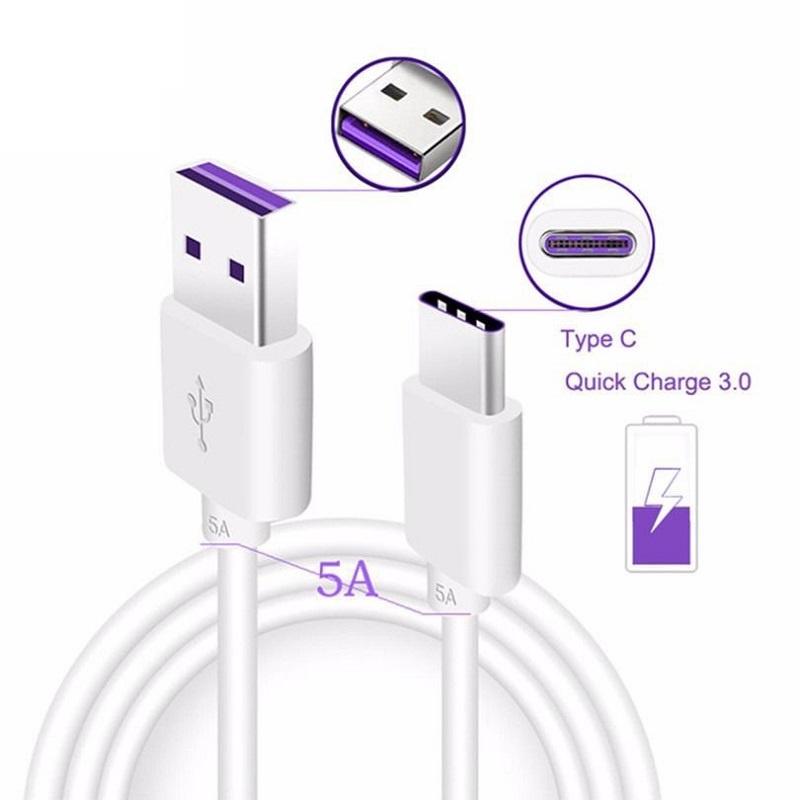 Dây Cáp Sạc USB 5A USB 3.1 Type-C 5A Cho Điện Thoại Type-C Dài 1M