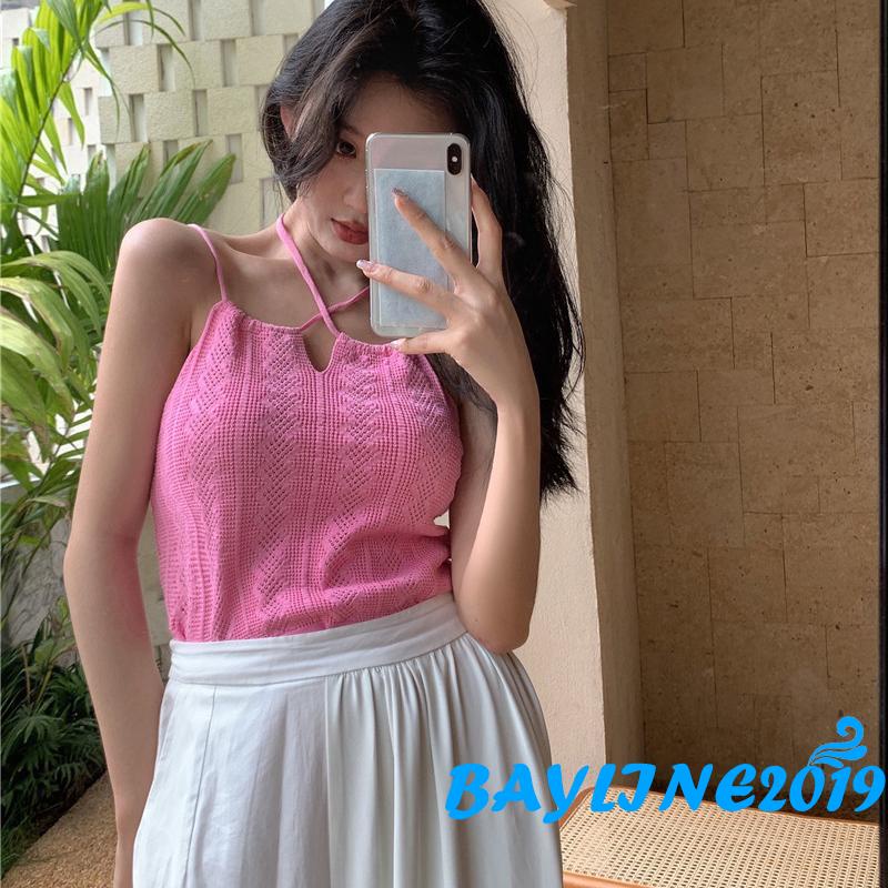 Áo lửng hai dây cổ chữ U màu sắc thời trang dành cho nữ