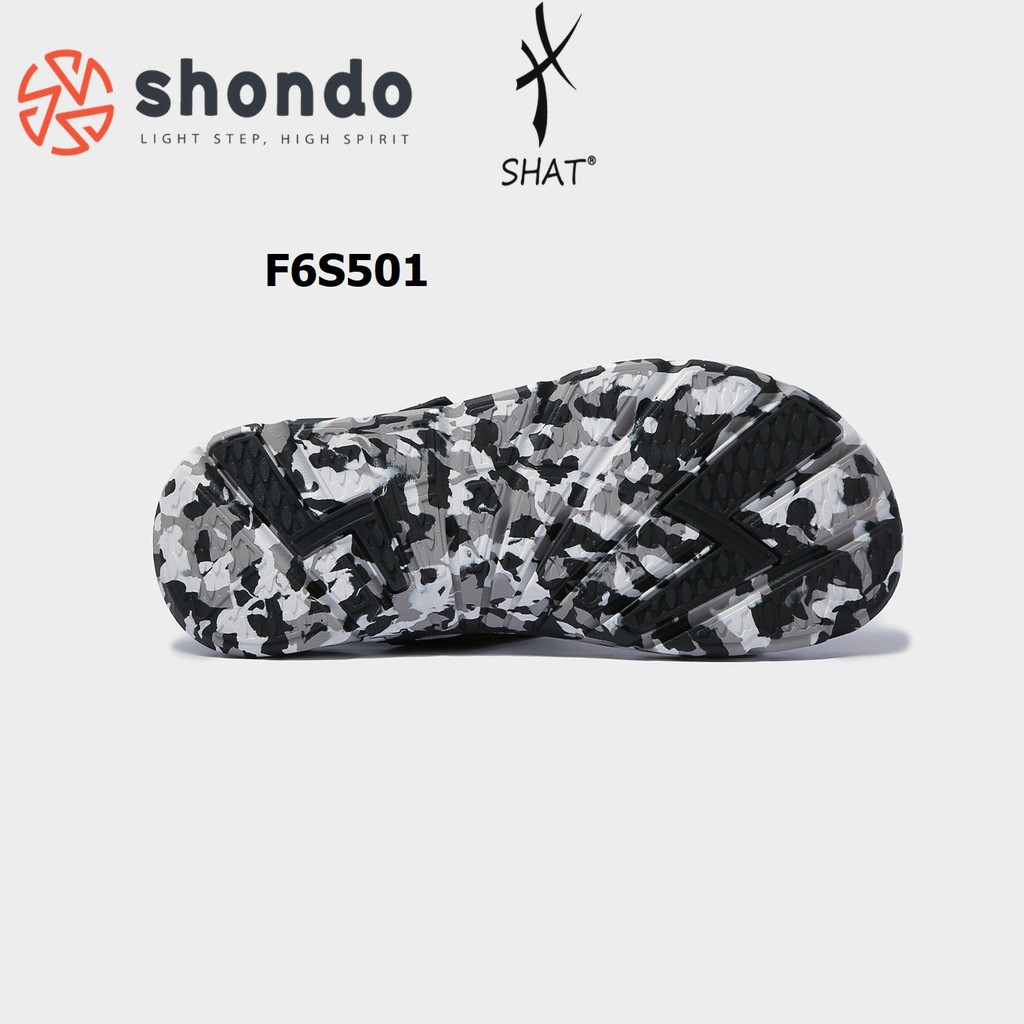 Giày sandal Shondo nam nữ đi học F6 đế bằng camo đen full F6S501