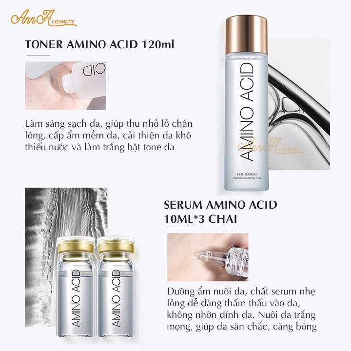 Bộ chăm sóc da skincare cho da dầu mụn Amino Acid Ogulia, bộ mỹ phẩm nội địa trung dưỡng trắng mờ thâm Mụn Set 9 Món
