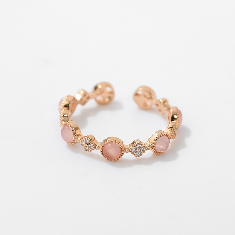 Nhẫn Màu Vàng Hồng Đính Đá Opal Thời Trang Cho Nữ