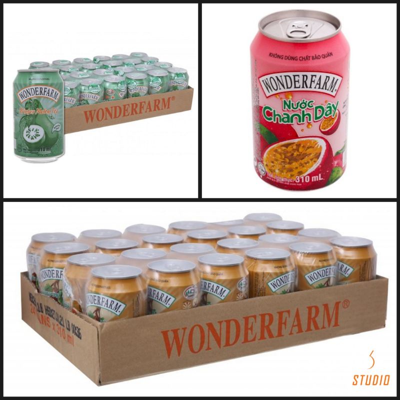 [Freeship70k] Thùng 24 lon nước Wonderfarm trà bí đao/ chanh dây/ me