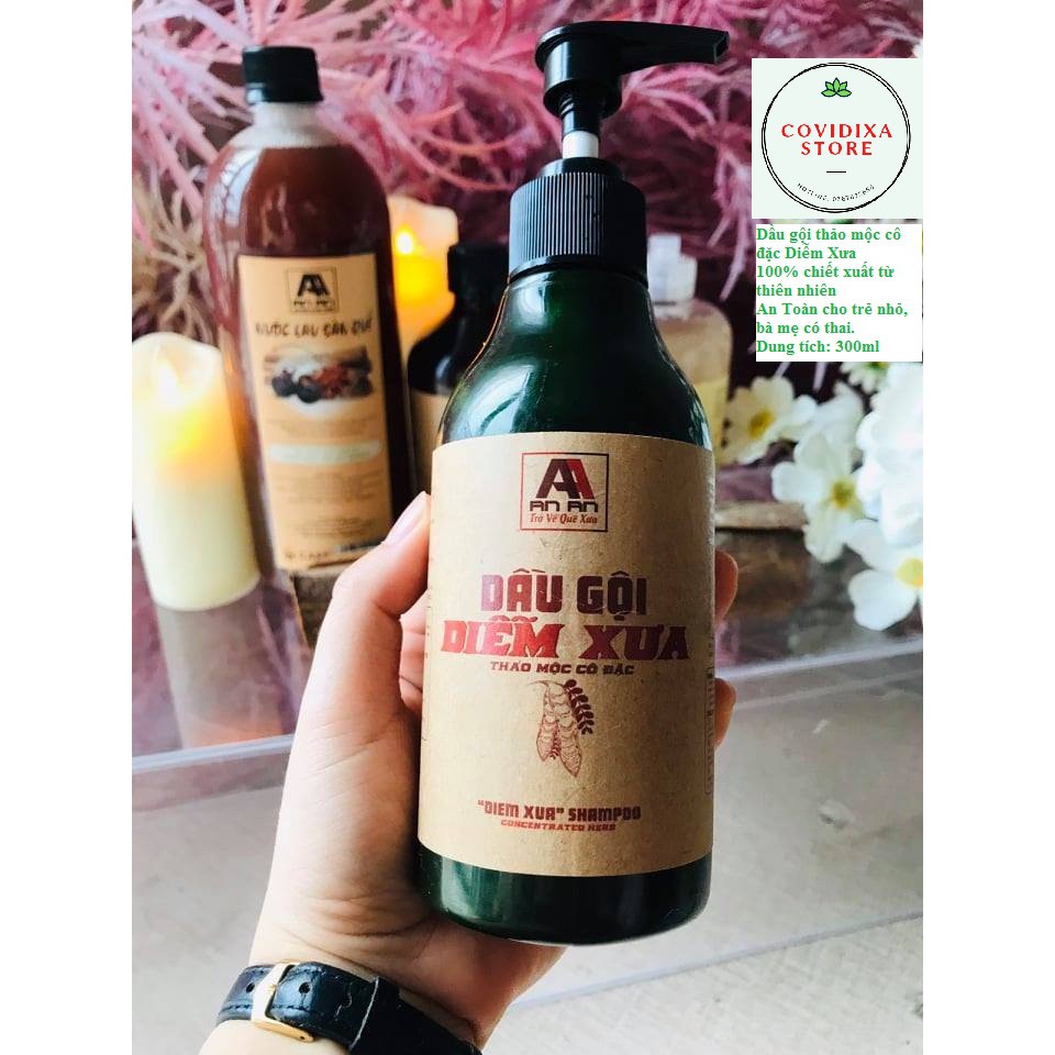 Dầu gội shampoo dầu gội đầu thảo mộc cô đặc Diễm Xưa An An 300ml giúp tóc giảm gãy rụng, kích thích mọc tóc.