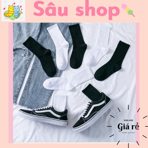 [Mã INCU1114 giảm 25% đơn 99K] TẤT cao cổ trắng đen trơn🔥GIÁ HẤP DẪN🔥 Tất thể thao nam nữ co giãn tốt