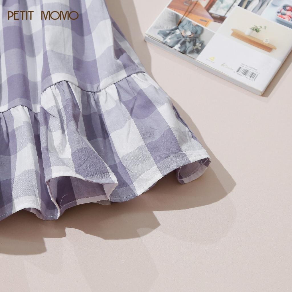 Váy Xòe Cho Bé Gái PETIT MOMO Chất Vải Cotton Thoáng Mát Thiết Kế 3 Tầng Tay Bèo Cổ Tròn Khuy Lưng H182