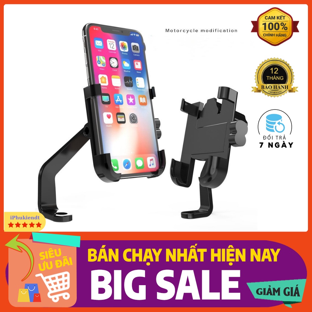 Kẹp điện thoại trên xe máy - Giá đỡ điện thoại gắn gương chiếu hậu cho xe máy - Sử dụng cho Grab,Nowship,Loship đi phượt