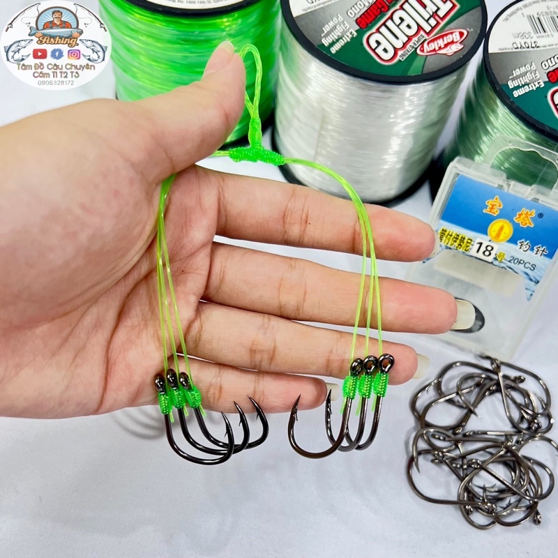 Chùm Nho Câu Cá 4 6 Trung Quốc Lưỡi Số 10-11-12-13 _ Dây Trilene Siêu Đẹp