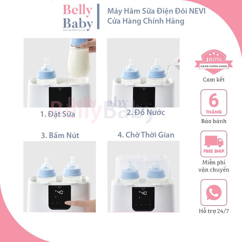 Máy Hâm Tiệt Trùng Sữa Điện Đôi NEVI Đa Chức Năng Công Nghệ Châu Âu - BellyBaby