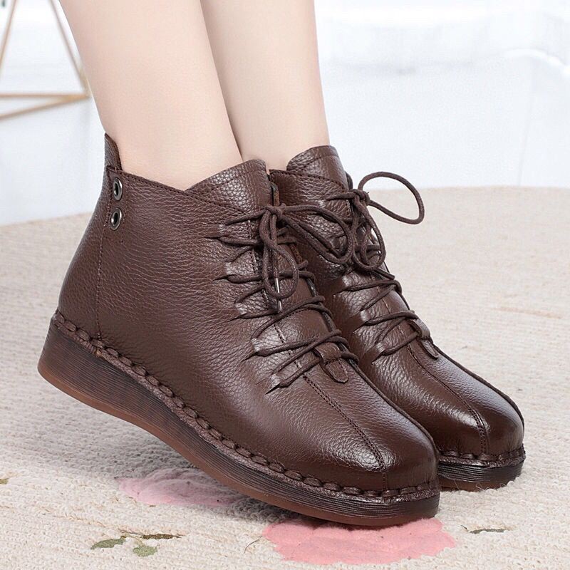 bốt cổ thấp da thật cho lứa tuổi trung niên trong lót lông cực êm chân | BigBuy360 - bigbuy360.vn