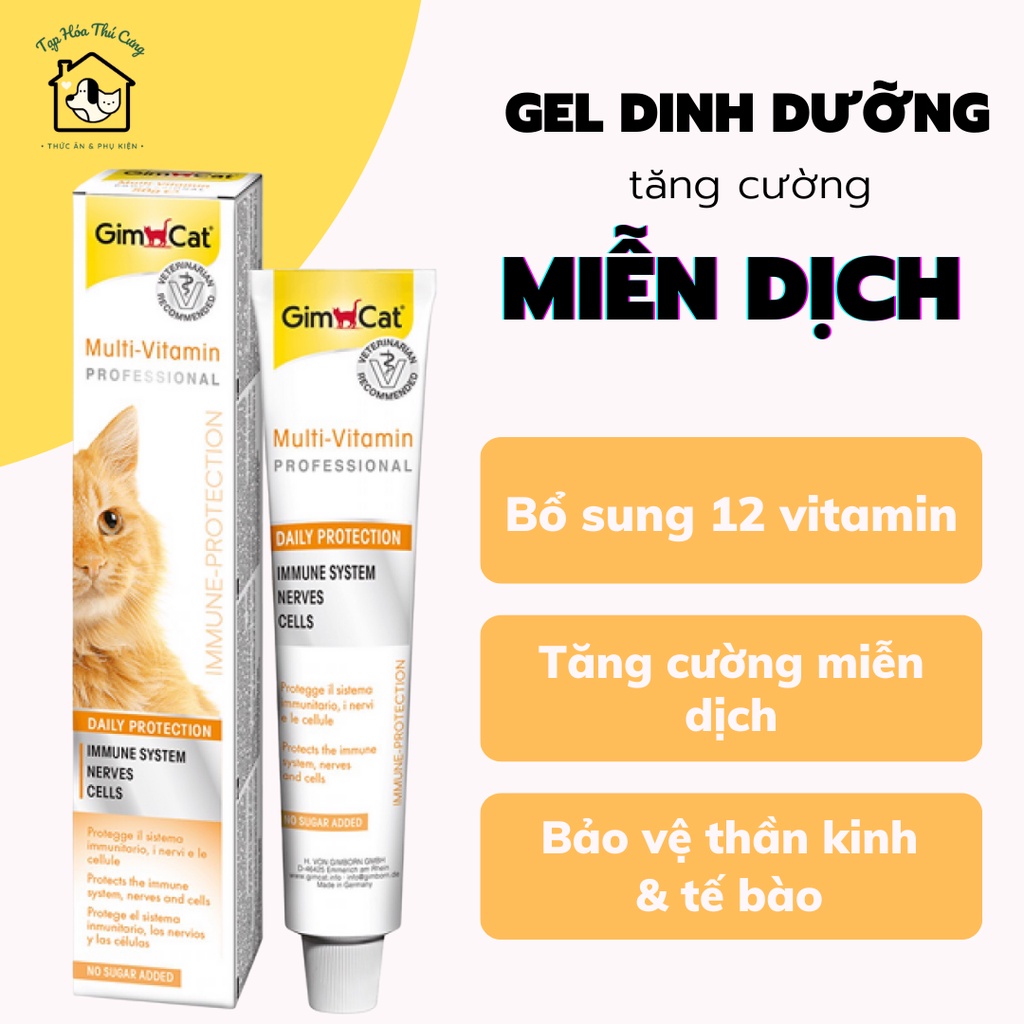 Gel dinh dưỡng cho mèo Gimcat Multi vitamin giúp tăng cường miễn dịch 50gr- xuất xứ Đức