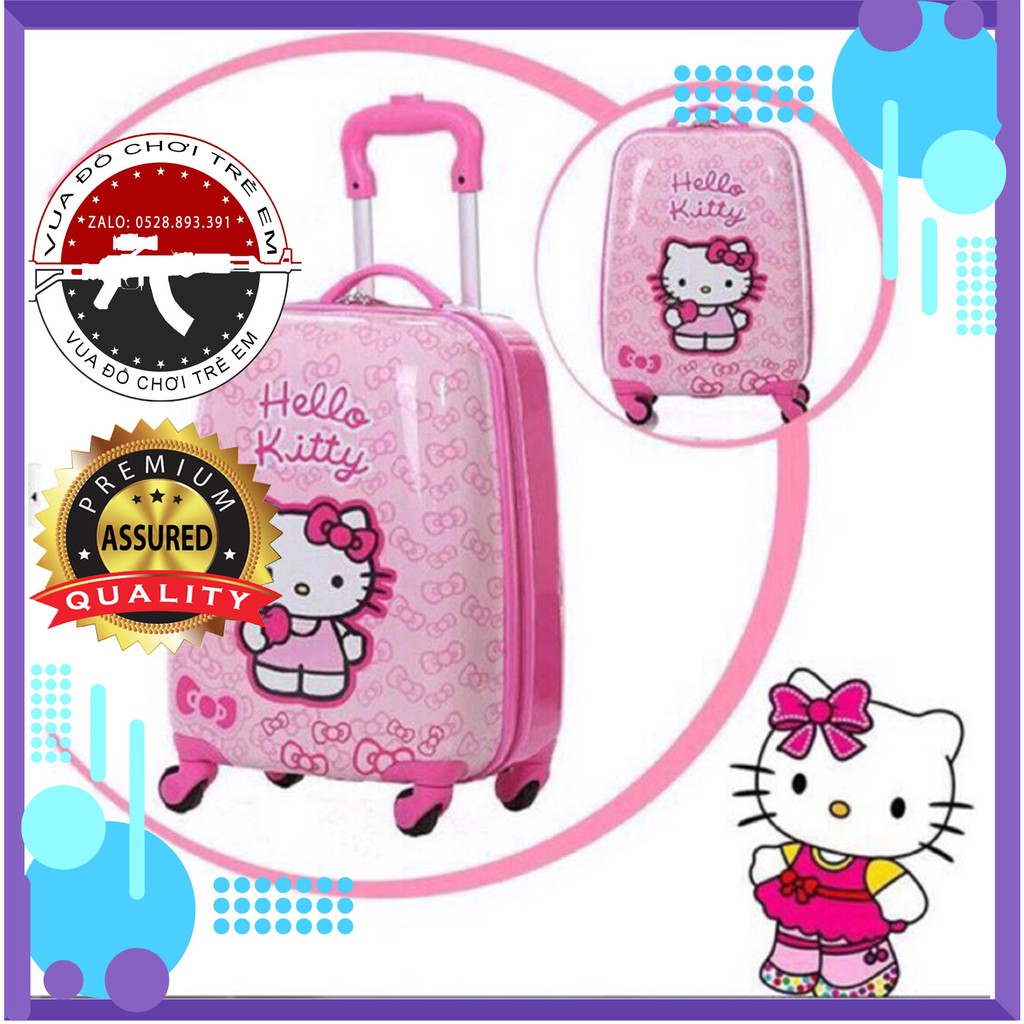 Vali Kéo Hello Kitty Đơn Màu Hồng Dễ Thương size 18