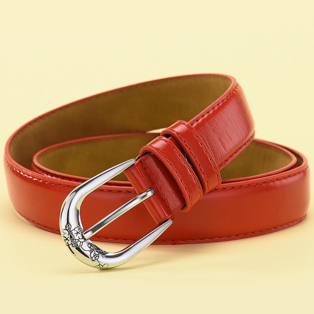 Fashion Women's Belt Engraved Metal Buckle Design Leather Belts Good For Jeans