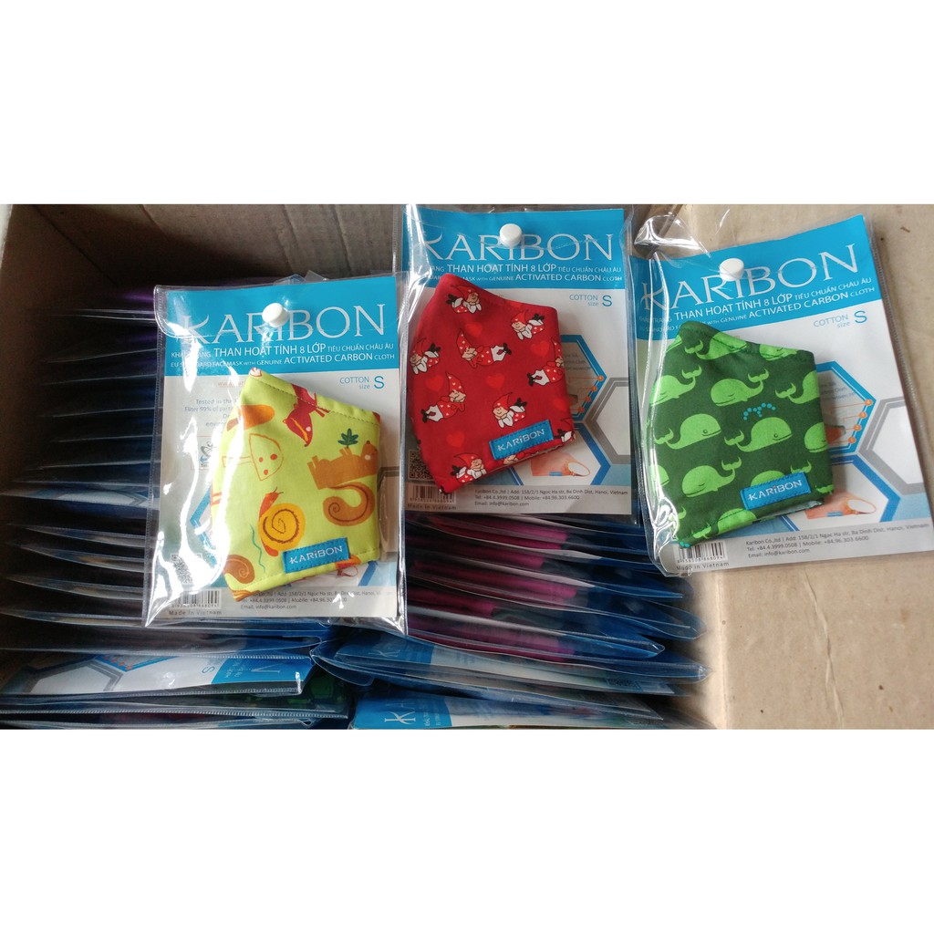 Combo 2 khẩu trang Karibon Cotton cỡ S/XS cho trẻ em. | BigBuy360 - bigbuy360.vn
