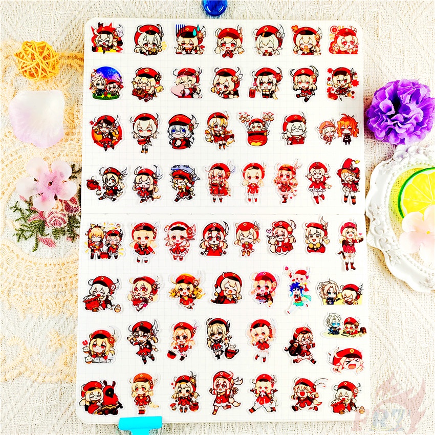 Set 60 miếng dán hình nhân vật trong game Genshin Impact trang trí sổ lưu niệm/album cỡ 2-3cm