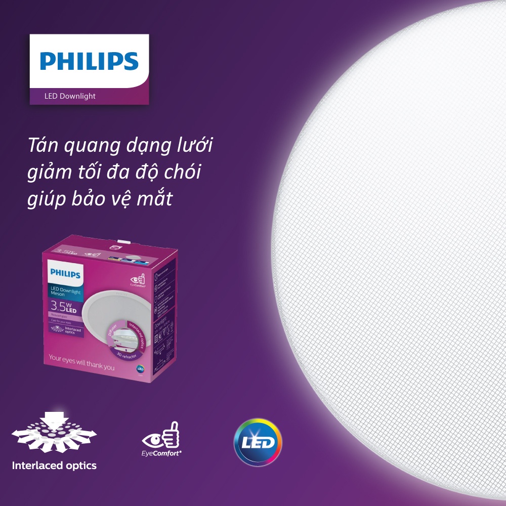Bộ Đèn Âm trần Philips Meson IO tốt cho mắt (New Gen) 5W 7W 9W 13W