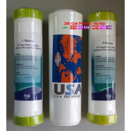 Bộ lõi lọc nước số 1-2-3 than hoạt tính - Bộ lõi lọc nước RO -Tecomen - Karofi