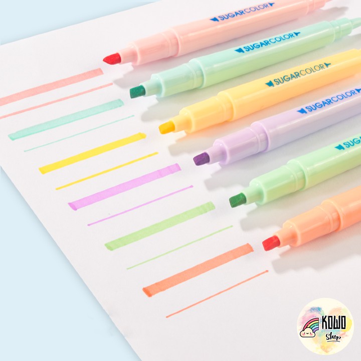 Bút Highlight Dạ Quang Marker Màu Pastel 2 Đầu Sugar Color