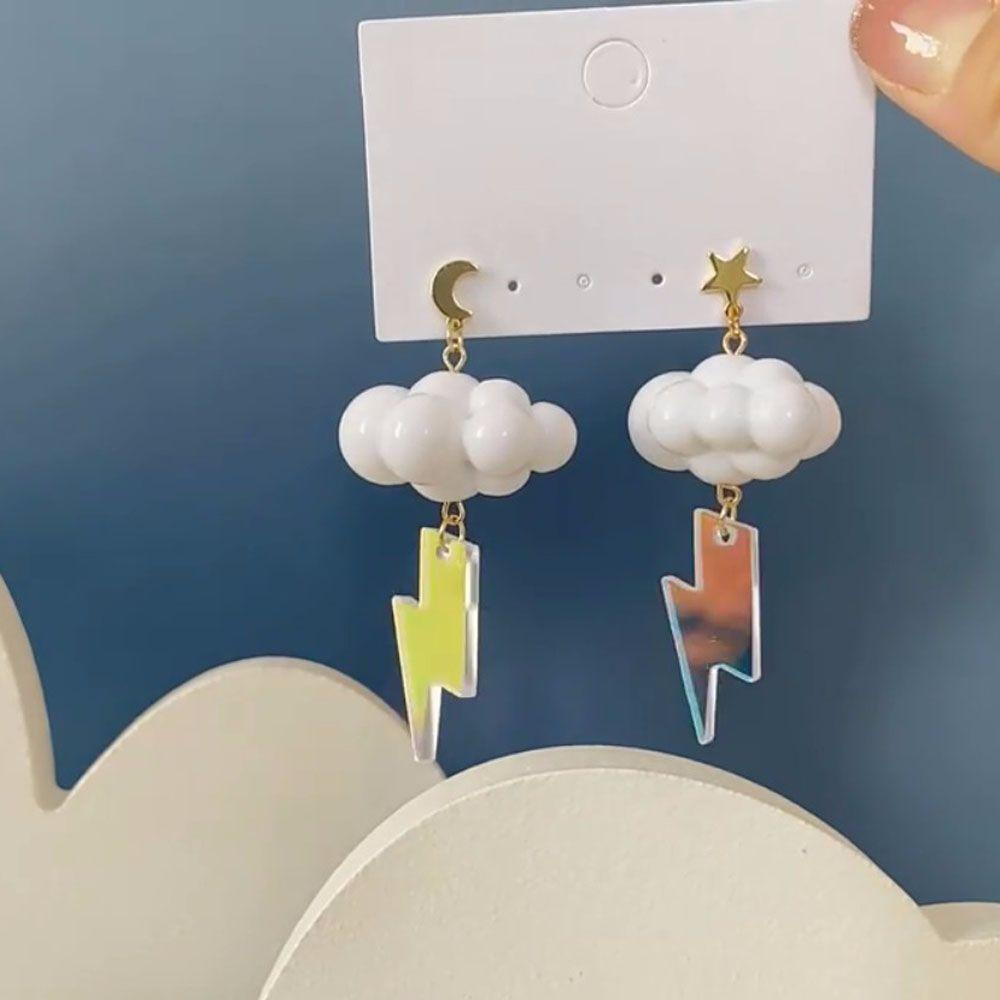 Bông Tai Hình Đám Mây Màu Laser Phản Quang Đơn Giản Thời Trang VANES1