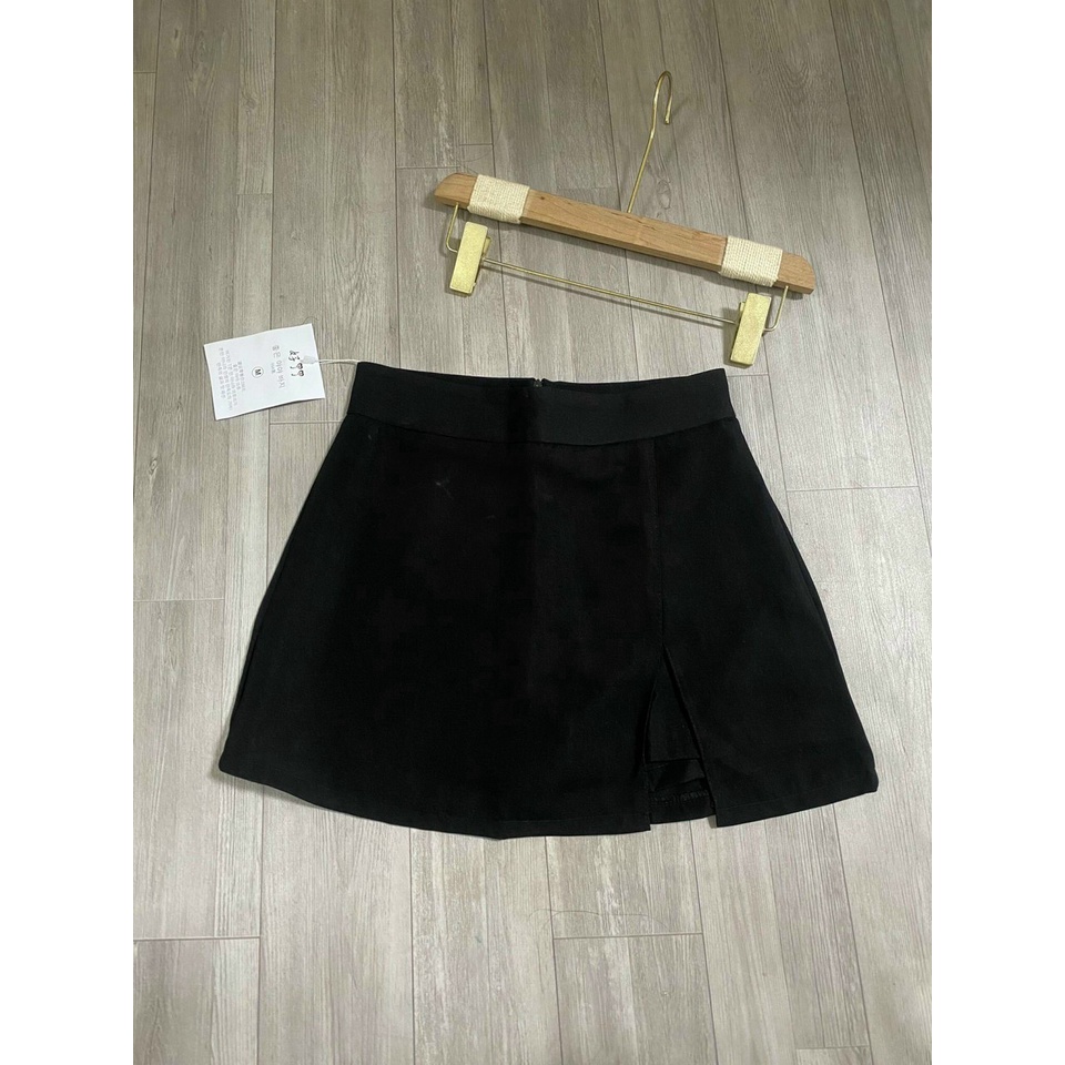 Quần Váy Nữ Xẻ 1 Bên Dáng A Lưng Cạp Cao