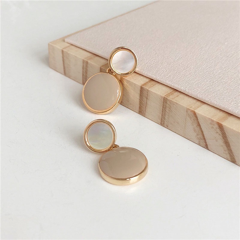Khuyên tai Pinkdudu PD721 hợp kim hình tròn đầy màu sắc thời trang cho nữ