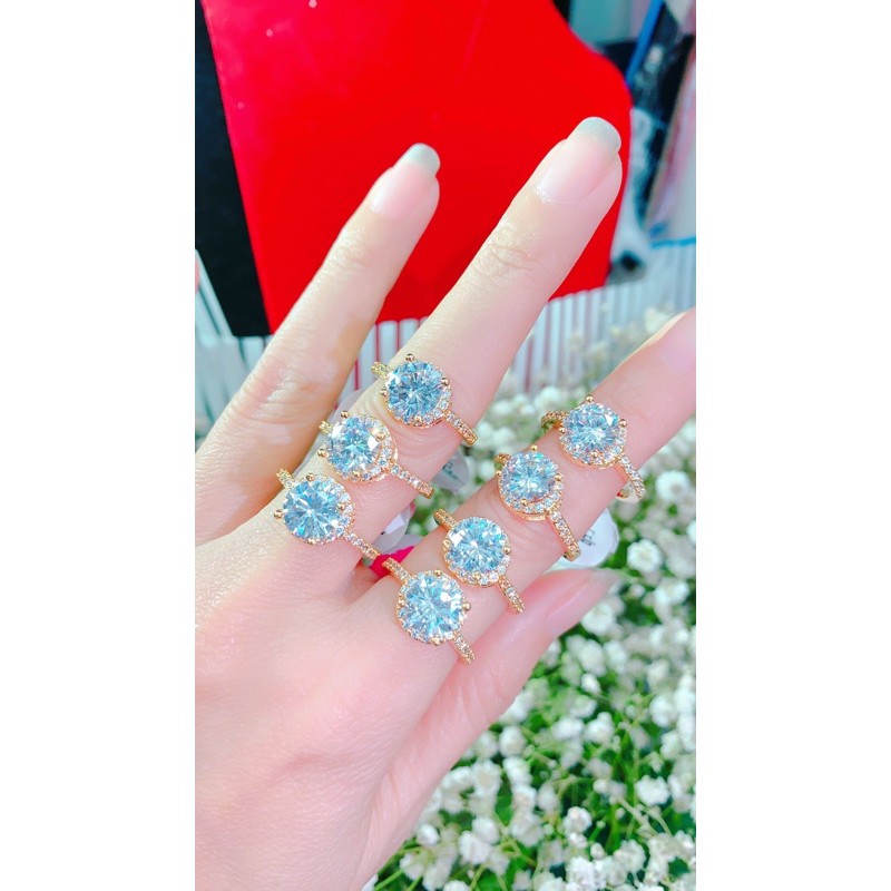 Nhẫn nữ đá tròn ♥️FREESHIP♥️ nhẫn nữ xinh xắn mạ vàng 18 đeo đi chơi