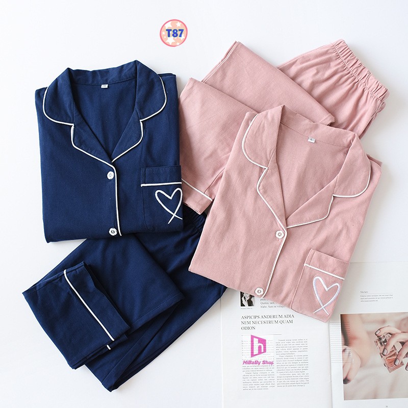 Pijama mặc nhà thu đông chất cotton mềm đẹp T87 | BigBuy360 - bigbuy360.vn