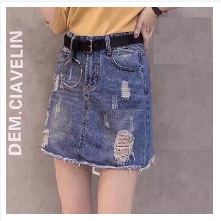 Chân váy jean rách thời trang