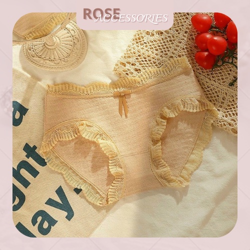 Quần lót nữ Nhật cotton viền ren vintage kháng khuẩn thoáng khí siêu mềm mại QL03