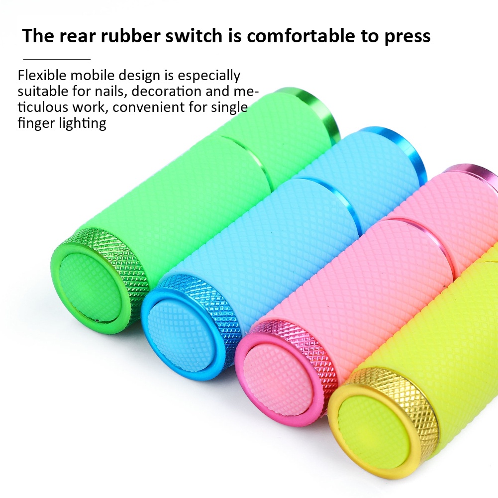 Đèn LED UV 9 Bóng Mini Hỗ Trợ Làm Khô Móng 8 Màu Sắc