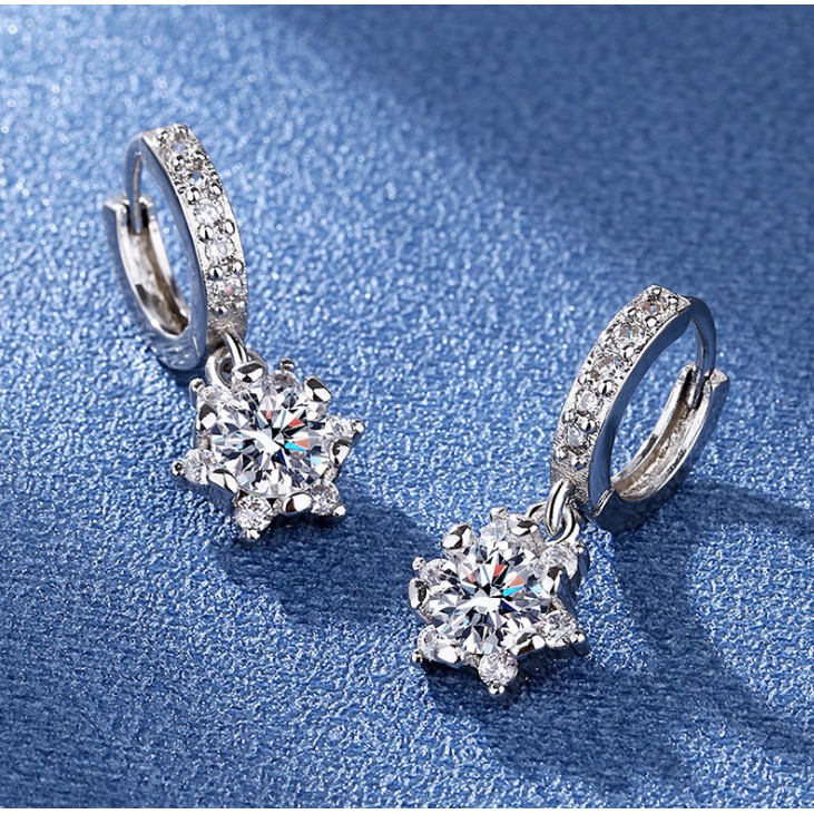 Thời trang Sun Flower Ring Earrings S925 Bạc cao Carbon Diamond Earrings Đối với phụ nữ