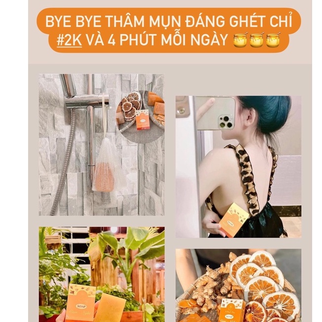 [Handmade] Xà bông thiên nhiên Cam nghệ mờ thâm mụn - mông - gối dành cho body