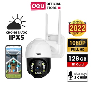 [LIFEMC02BPABAU -10% đơn 250K] Camera Wifi IP Ngoài Trời Chống Nước PTZ Deli Full HD 1080P Xoay 360 Độ ES103