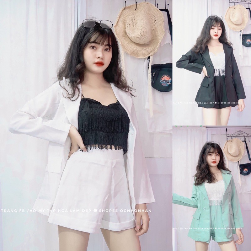 set vest ngắn 3 món ảnh chính chủ