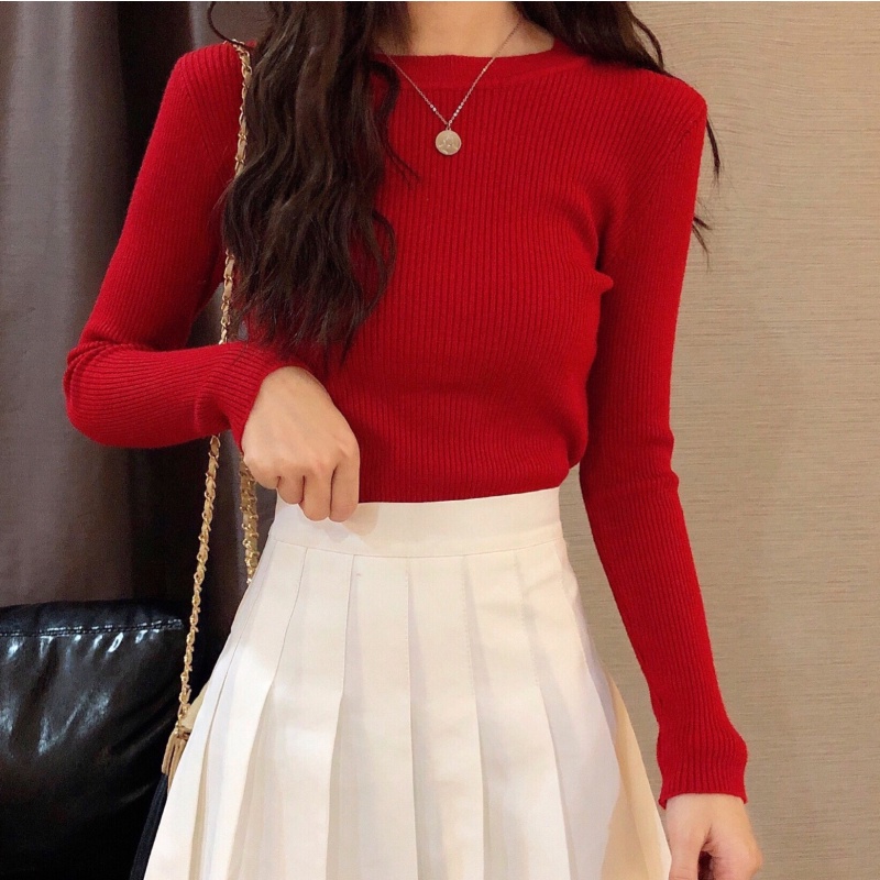 Áo ZHELIHANGFEI dệt kim tay dài dáng ôm thời trang cho nữ tùy chọn màu sắc