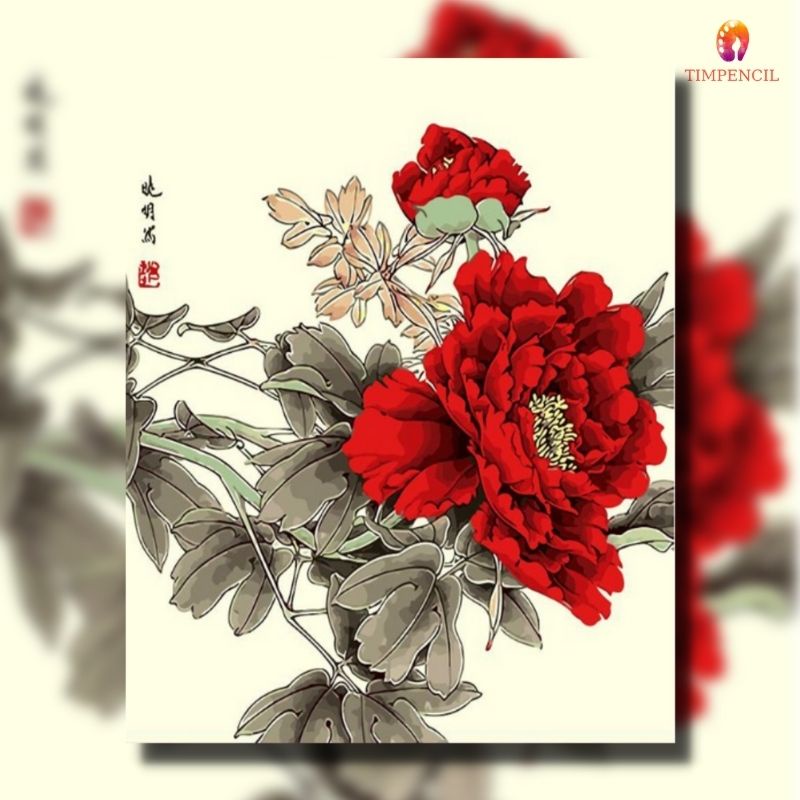 tĩnh vật hoa mẫu đơn Timpencil HA10, tặng khăn lau cọ